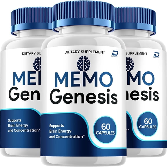 Memo Genesis Supplement Capsules – MemoGenesis Natural Blend Memory Focus Pills, 3 Pack, 180 Capsules