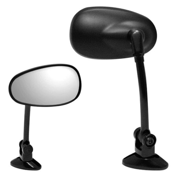 K Source 932061BP - 4-3/4" x 2-3/4" Foldaway Left Side Oval Matte Black Mirror