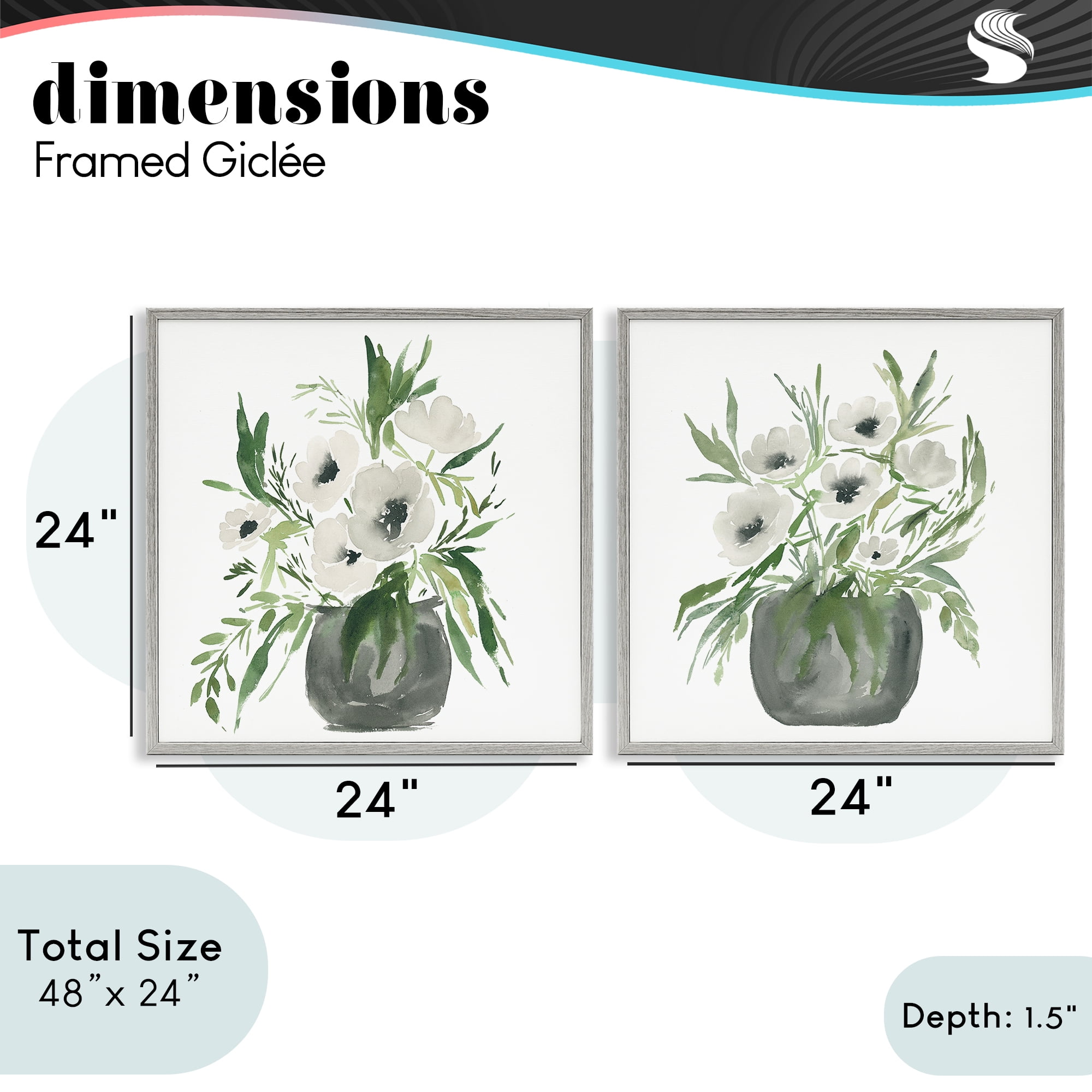 Stupell Industries White Anemone Vases 2 Piece Gray Framed Giclee Art Set, design by Lucille Price