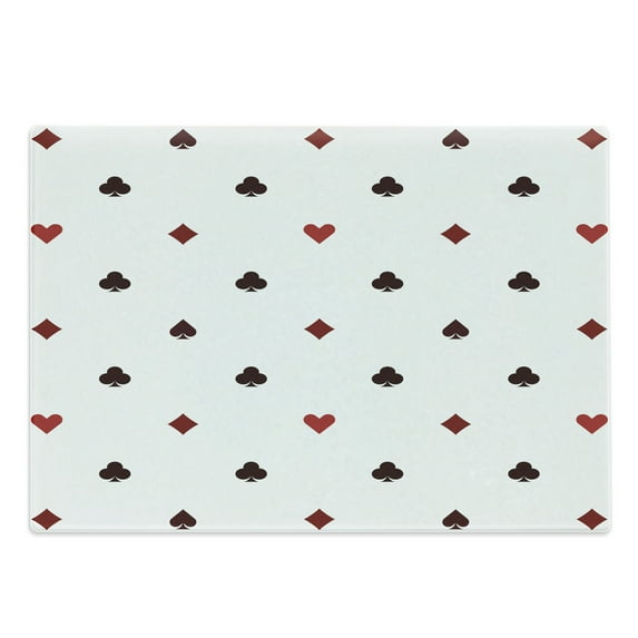 Casino Cutting Board, Gambling Club Lifestyle Fortune Luck Advertise Minimalistic Design Art, Decorative Tempered Glass Cutting and Serving Board, Large Size, Red Ruby Maroon, by Ambesonne