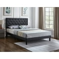 thumbnail image 1 of Black PU Leather Bed w Adjustable Headboard w Button Tufting - King, 1 of 1