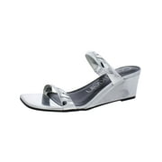 Calvin Klein Womens Kenza Metallic Slip-On Wedge Sandals