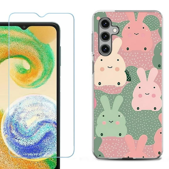 OneToughShield ® for Samsung Galaxy S23 FE Fan Edition, Shockproof Phone Case, with Tempered Glass Screen Protector - Bunny Mix