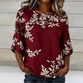 thumbnail image 2 of Women's Plus Size Casual Printed Blouse Short Sleeve Shirt Tunic Top Flowy Red XL, 2 of 4