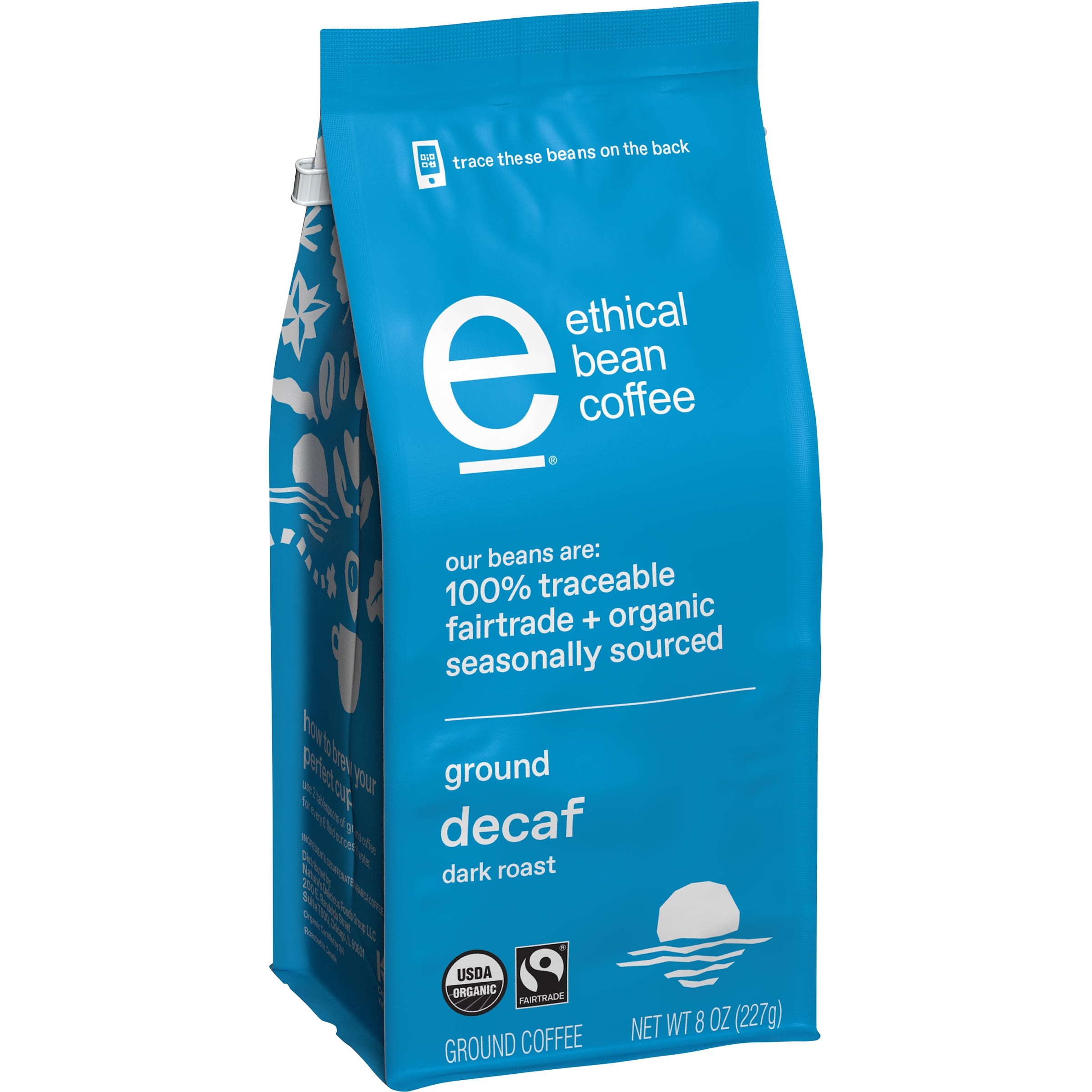 Ethical Bean Fairtrade Organic Coffee, Decaf Dark Roast, Ground Coffee