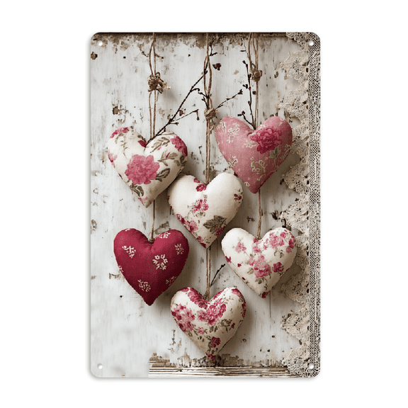 Wllo0ord 2D Flat, Vintage-Inspired 8x12_ Wooden Frame Sign Heart-Shaped Wall Art with Floral Accents - Rustic Decor for Home, Cafe, Garage Ideal for Valentine'S Day, Anniversaries Creative Spaces