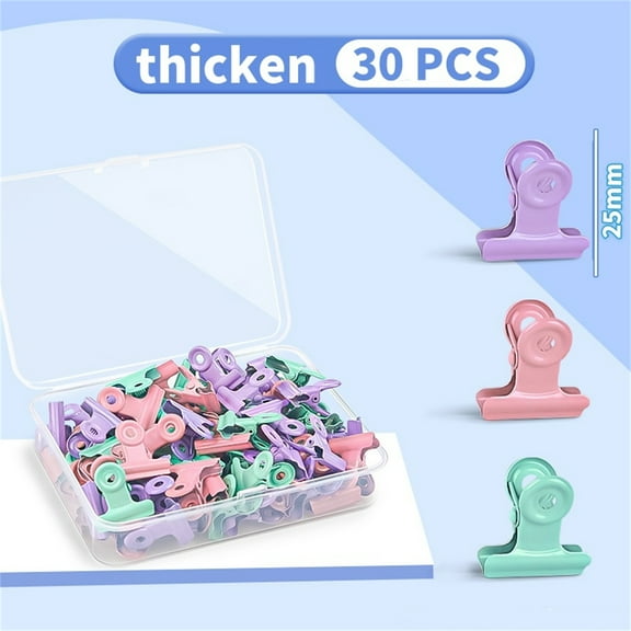 Topboutique Metal Hinge Clips 30 Pcs Bulldog Clips Metal Binder Clips Candy Color Handbag Clip Small Metal Clips with Hanging Hole for Photos/Maps/Drawings/Art Work/Price Tag,3 Colors