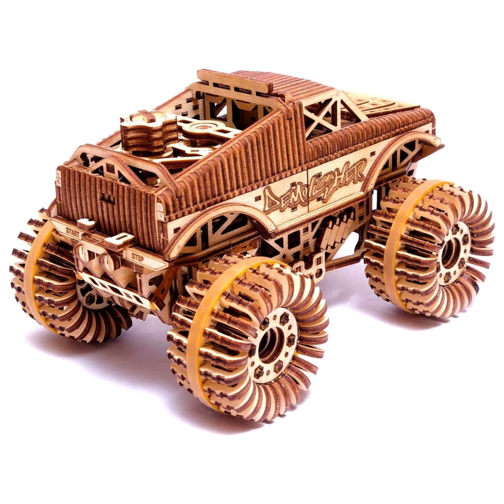 Wood Trick 3D Monster Truck Wooden Toy Car Model Mechanical Building Kit