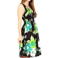 thumbnail image 4 of Sakkas Murni Women's Casual Summer Cocktail Elastic Stretchy Floral Print Dress - B-Green - One Size, 4 of 5