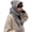 Gray, variant on Winter Hat with Scarf, Integrated Knit Hood and Scarf with Pom-Poms, Women and Men Commuting in Cold Weather, Black
