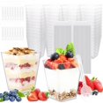 thumbnail image 1 of JMIATRY 100PCS 5OZ Clear Plastic Dessert Cups with Lids and Spoons 150ML Mini Parfait Cups with Lids Pudding Cups Mini Dessert Cups for Party Appertizer, Finger Food, Parfait, Yogurt. Mousse, 1 of 7