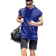 thumbnail image 2 of xiaxaixu Men Summer Sports Vest, Solid Color Hooded Short Sleeves T-Shirt, 2 of 9