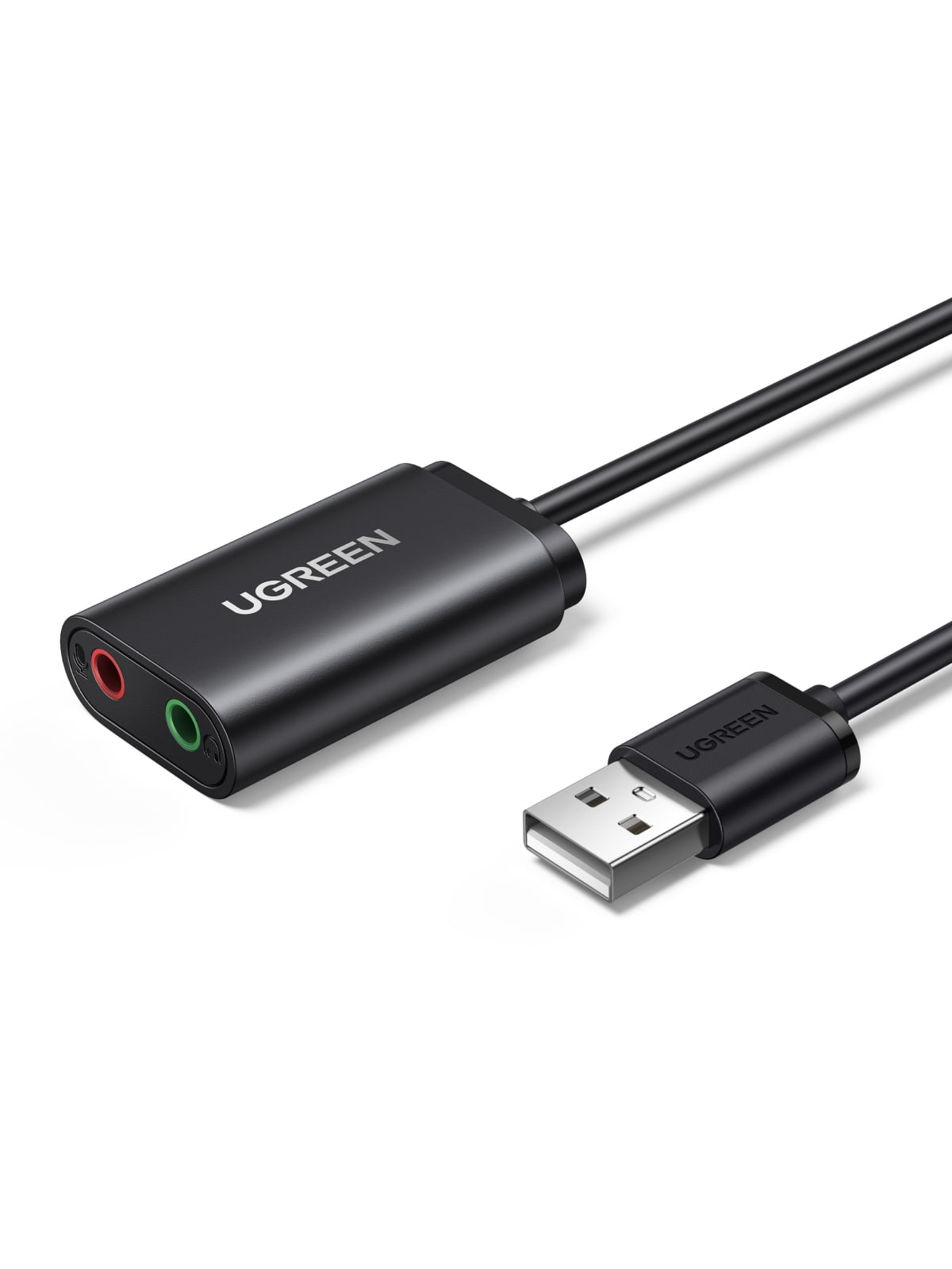 UGREEN USB to 3.5mm Audio Adapter Sound Card, External DAC 16bit 48kHz USB to Aux Adapter with Dual Headphone and Mic Jack for PC Laptop Windows,PS5, compatible with Mac - Black