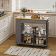 thumbnail image 4 of Sobaniilo Kitchen Island on Wheels with Large Work Countertop, Storage Island & Cart with 3-Tier Spice Rack, 3 Open Shelves and 1 Drawer, Grey, 4 of 7
