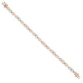 thumbnail image 3 of Gem Stone King 18K Rose Gold Plated Silver White Moissanite and Sky Blue Topaz and Lab Grown Diamond Bracelet for Women | 4.01 Cttw | Gemstone Birthstone | Oval 6X4MM | Length 7.25 inches, 3 of 7