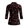 thumbnail image 3 of Uorisanigo Red Heart Women's 3/4 Sleeve Golf Top with Zipper Comfortable Breathable Women's Dry-Fit Golf Polo Shirts Polyester Spandex Fabric Fashionable Workout Tops Size XL, 3 of 7