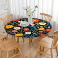 thumbnail image 3 of Pioneer Flower Floral Print Pattern Round Fitted Tablecloth with Elastic Edge,Dining Table Cover Waterproof,Outdoor Round Tablecloth for Camping,Dining,Indoor and Outdoor, 3 of 7