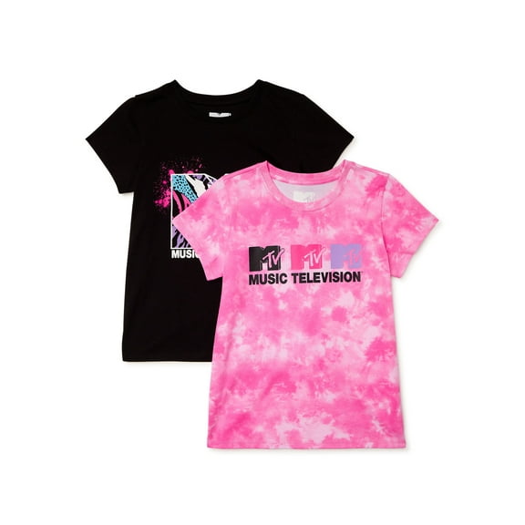 MTV Girls 90's Short Sleeve Tee, 2-Pack, Sizes 4-16