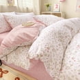 thumbnail image 6 of NAYOROOM Pink White Orchid&nbsp;Pattern 100% Cotton Duvet Cover Queen Set, 3PCS Reversible Aesthetic Botanical Soft Comforter Cover, 6 of 8