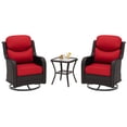 thumbnail image 4 of Brown Wicker Swivel Rocking Chair 3-Piece Set with Smiley Back & Side Table – Outdoor Patio Furniture, Red, 4 of 8