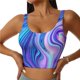 thumbnail image 1 of Fotbe Swirl Blue And Purple Sujetador Deportivo Largo sin Aros para Mujer con Almohadillas y Soporte Medio, Transpirable y Absorbente, Camiseta Tipo Chaleco o Tank Top-X-Large, 1 of 8