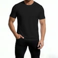 thumbnail image 2 of LMOIPLI Men's Oversized Crew Neck T-Shirt Short Sleeve Casual Loose Fit Summer Solid Color Basic Tee Black L, 2 of 6
