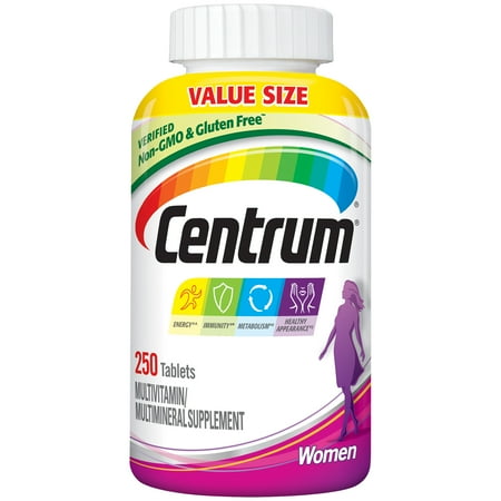 Centrum Multivitamins for Women Multivitamin/Multimineral Supplement with Iron Vitamins D3 B and Antioxidants - 250 Count