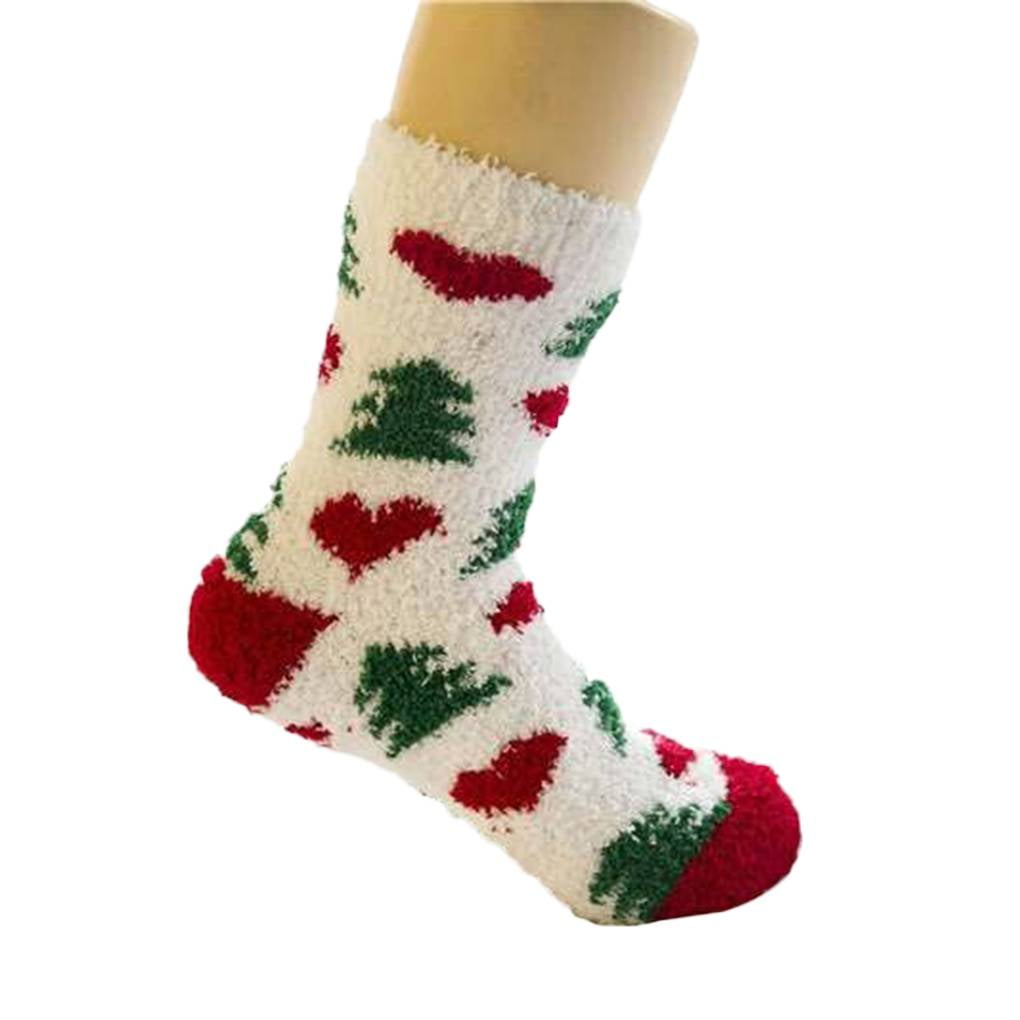 1 Pair Comfortable Women Colorful Mid Calf High Socks Coral Fleece ...