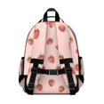 thumbnail image 3 of Strawberry and Stripe Pink Pattern Cute School Backpack Bag for School with Padded Back and Adjustable Shoulder Straps 15.25"x11.5"x5.25", 3 of 5