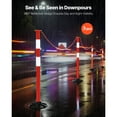 thumbnail image 2 of KFFKFF 3 Pack Traffic Delineator Posts, 34 in Safety Cones with Weighted Base, Reflective Strips and Chain, Durable Posts for Construction Sites, Parking Areas, and Crowd Management, Red, 2 of 9