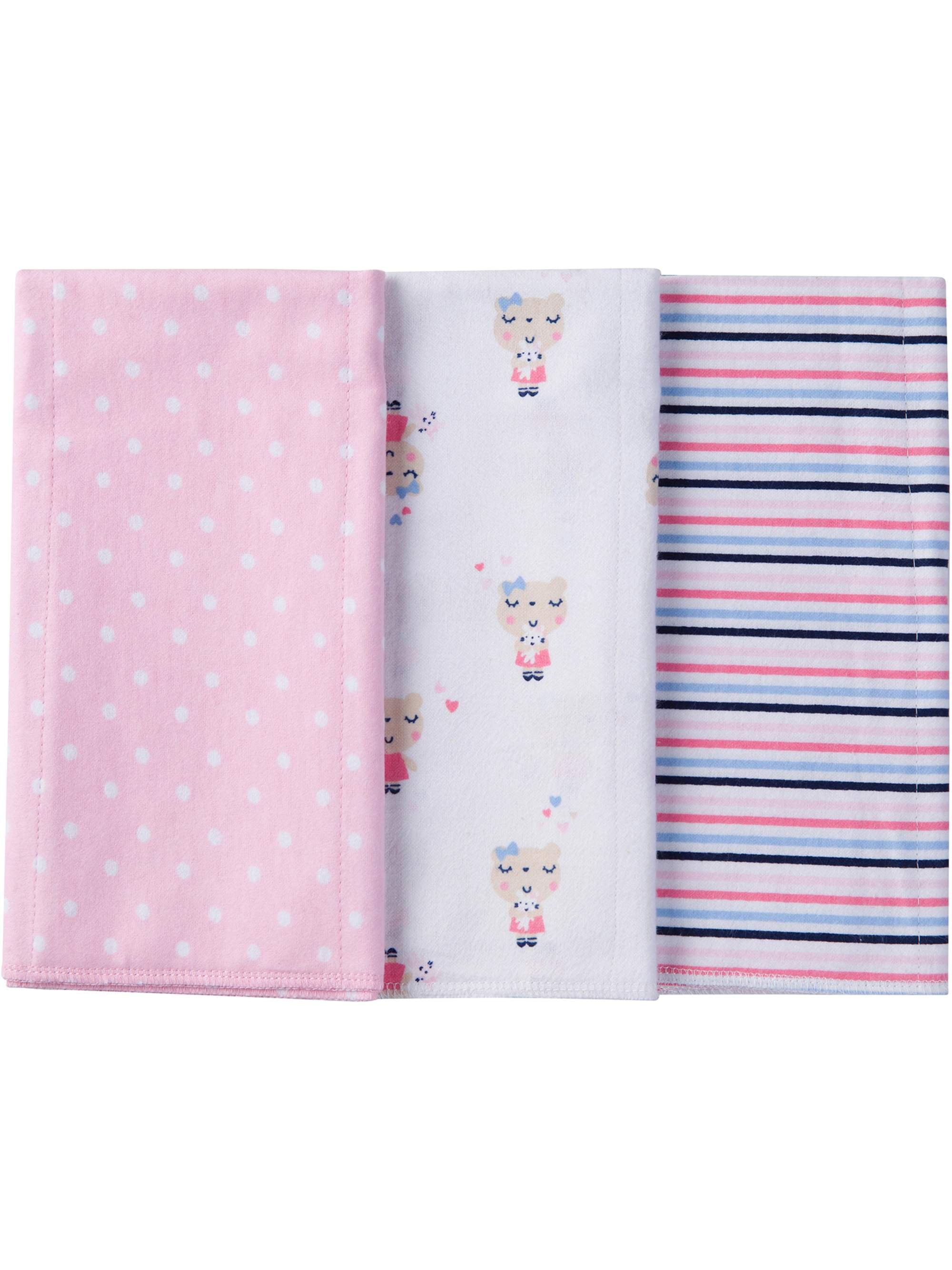 Gerber Cotton Burp Cloth, 3pk, Pink and Grey, Girls