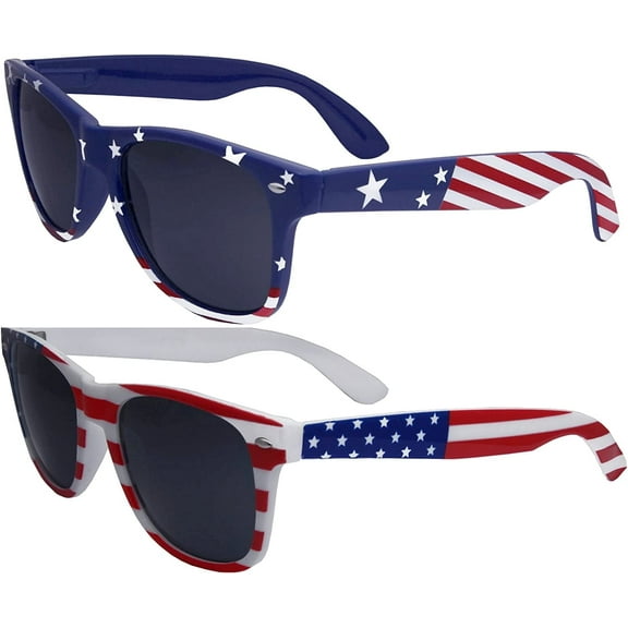 grinderPUNCH 2 Pairs Bulk American Sunglasses USA Flag Classic Patriot