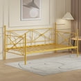 thumbnail image 3 of VECELO Metal Daybed Frame, Twin Size Sofa Bed with Steel Slats for Bedroom Living Room, Gold, 3 of 10