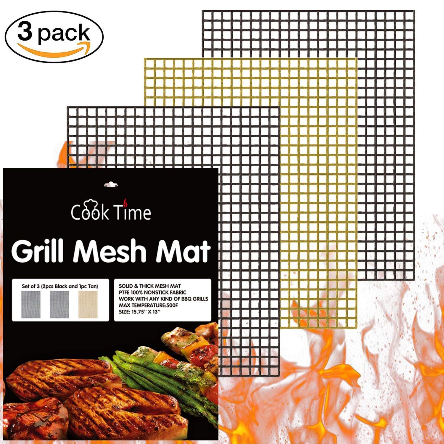 BBQ Grill Mesh Mat Set of 3 Non Stick BBQ Mesh Grill Mats Teflon