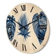 thumbnail image 3 of Designart 'Tropical Leaves In Classic Blue ' Tropical Wood Wall Clock, 3 of 5