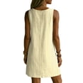 thumbnail image 4 of zbxnLI Womens Striped Dress V Neck Sleeveless Mini Dresses with Pockets Summer Vacation Casual Loose Sundress, 4 of 7