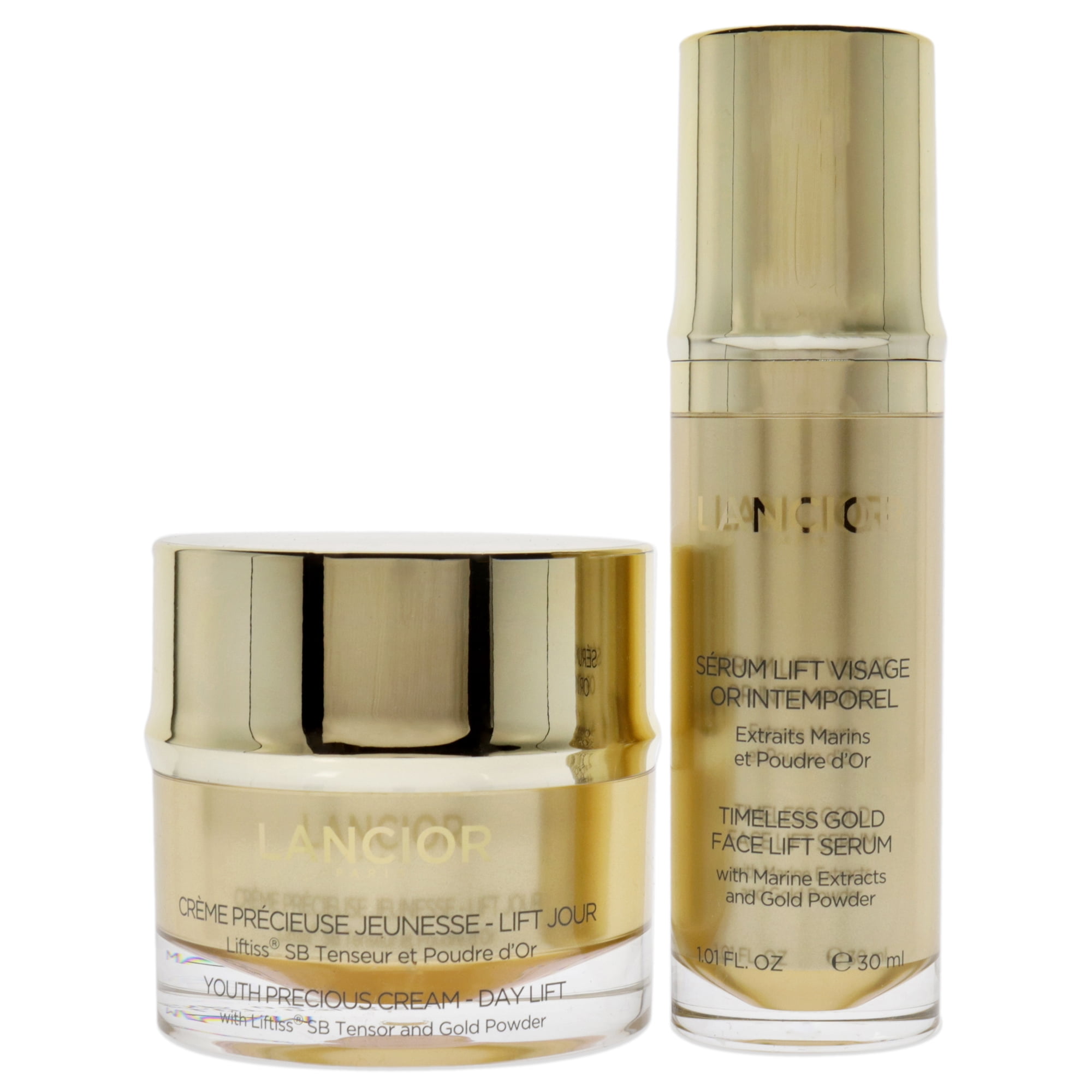 Lancior Timeless Gold Cleopatra Set , 2 Pc 1.7oz Youth Precious Cream - Day Lift, 1oz Timeless Gold Face Lift Serum