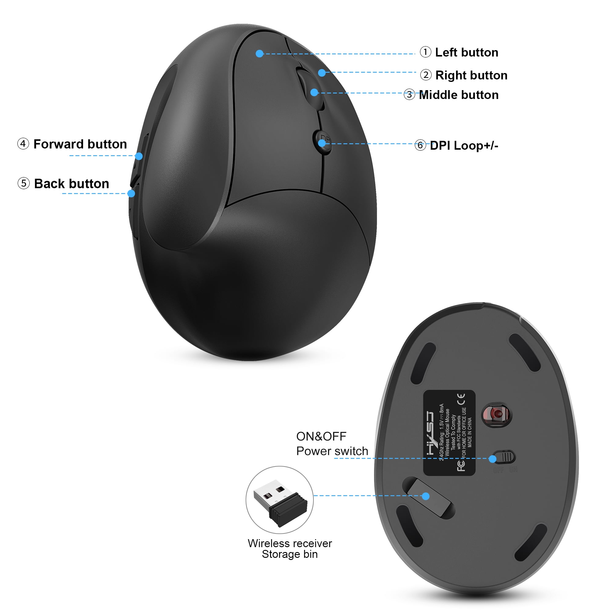 Digitus mouse wireless ergonomico verticale