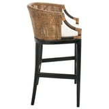 SAFAVIEH Brando Indoor Contemporary Rattan Bar Stool, Woven Back, Black Legs, White Cushion, Height 39 in. - Walmart.com