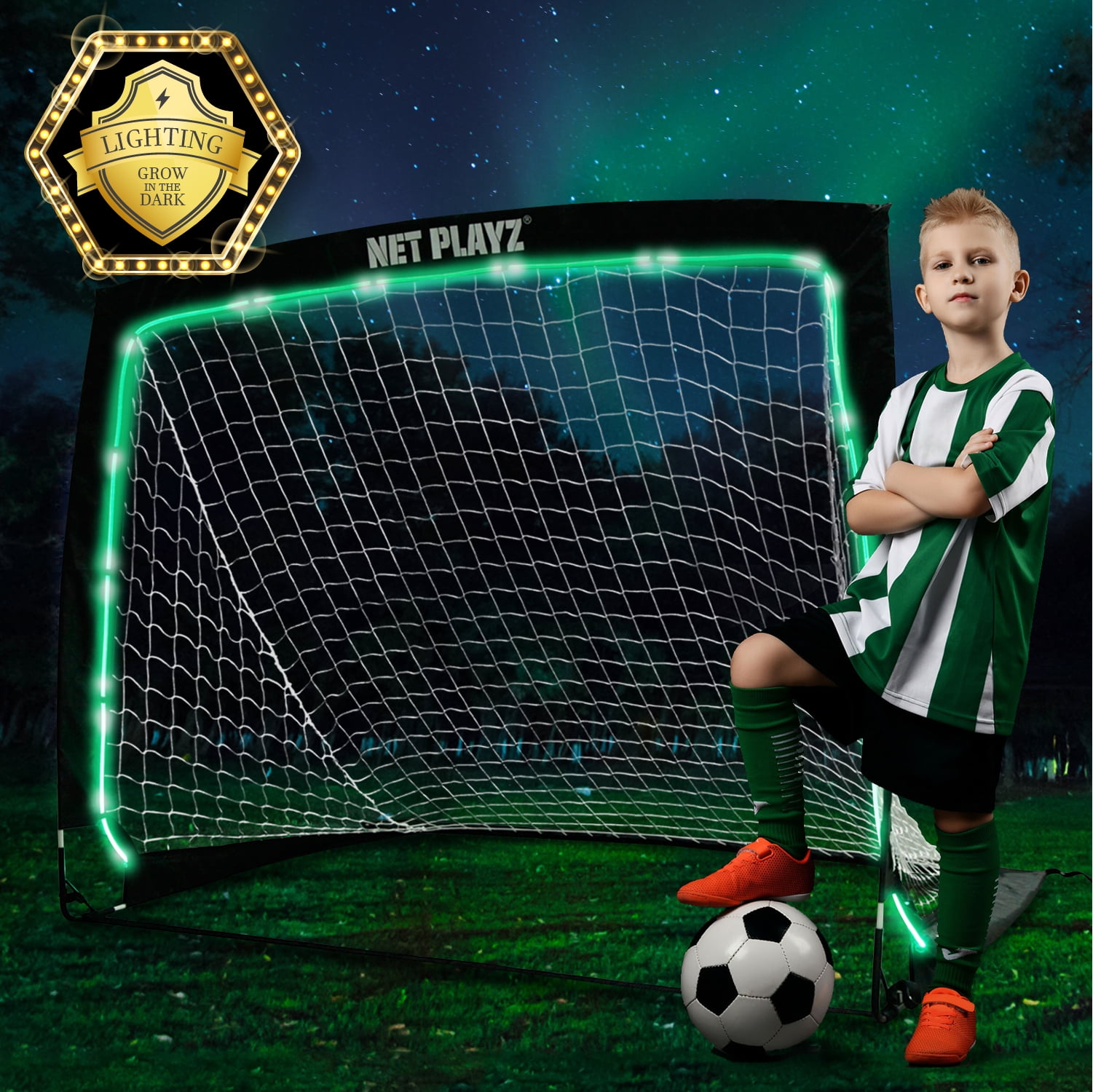 Soccer Goals (Glow in The Dark) Kids Popup Soccer Net Football Goals