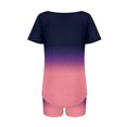 thumbnail image 7 of IROINNID 2PC Pajamas Set for Women Short Sleeve Loose Fit Shirts with Elastic Shorts Gradient Sleepwear Pajamas Sets,Pink, 7 of 7