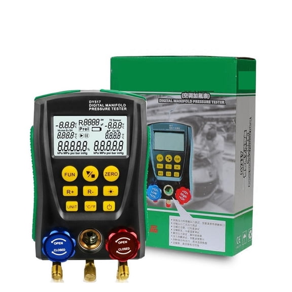 DY517 Refrigeration Pressure Gauge Digital Vacuum Pressure Manifold Tester Meter HVAC Temperature Leakage Tester Set ,Accuracy