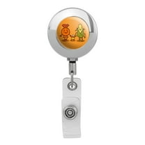 Candy Corn Family Halloween Retractable Reel Premium Metal Chrome Badge ID Card Holder Clip