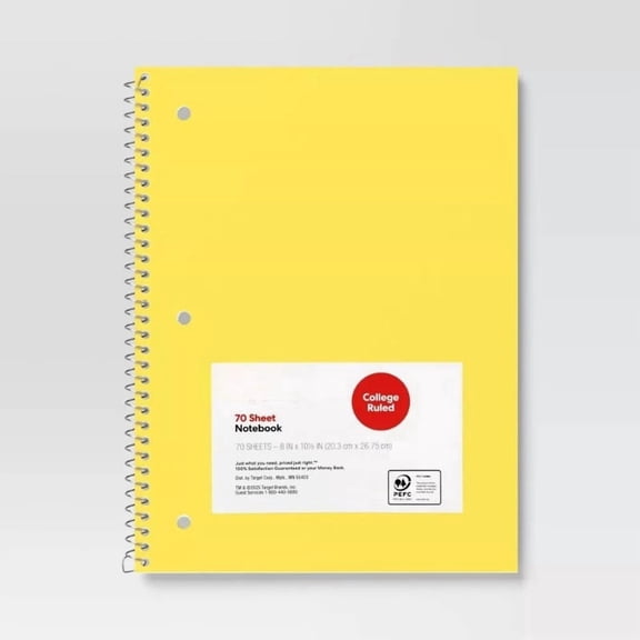 College Rule Spiral Notebook Yellow