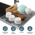 thumbnail image 6 of Zulay Kitchen 20.5” x 13”  Roll Up Sink Drying Rack & Trivet - Silicone-Coated Stainless Steel Over Sink Rack, 6 of 9