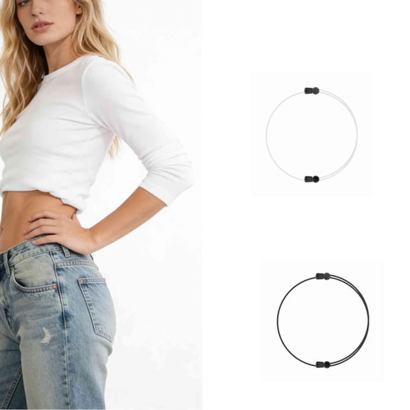 2Pcs Adjustable Crop Tuck Band - Elastic Shirt Stays Belt for Women, Stylish Tops & Sweater Tuck Tool(Black &White)