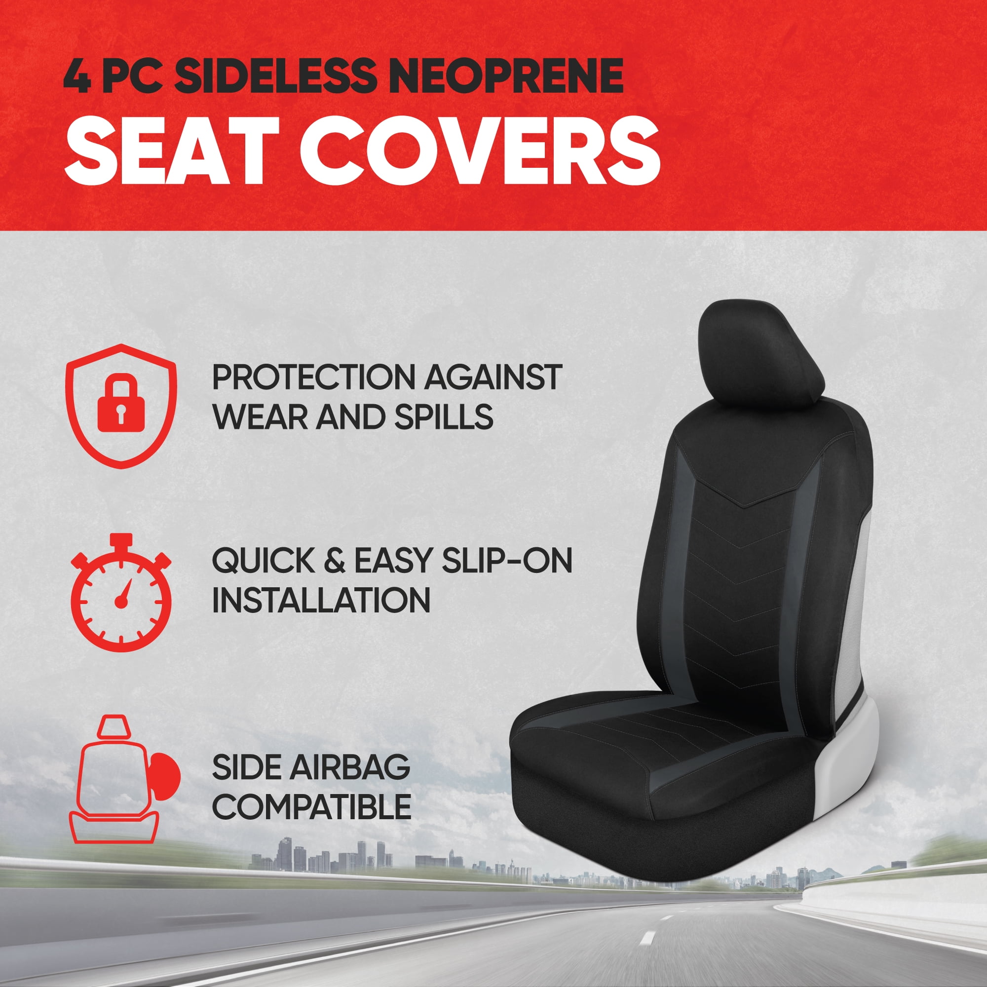 Motor Trend SpillGuard Seat Covers for Cars Trucks SUV ‚ Waterproof Car Seat Covers with Neoprene Lining, Automotive Seat Cover Set for Front Seats, Interior Car Accessories(Charcoal Gray)