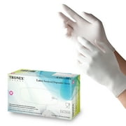 Tronex Latex Powdered Gloves, Food Safe White Latex Gloves, White, Medium (Case of 1000)