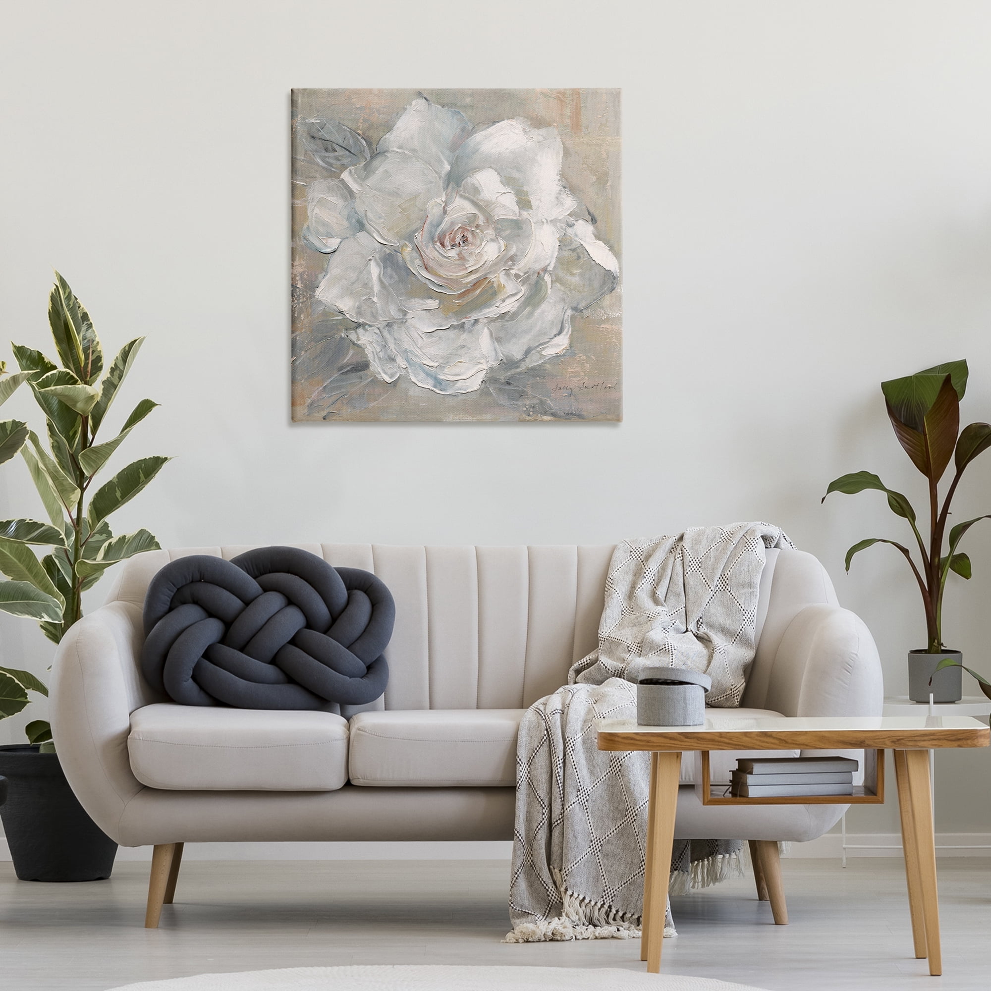 Stupell Industries Paint Streak Rose Botanical & Floral Painting Gallery Wrapped Canvas Art Print Wall Art, 30 x 30