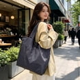 thumbnail image 3 of Foldable Nylon Shoulder Tote Bag with Zipper Closure, Large Capacity Lightweight Handbag for Travel, Work, Commute, and Daily Carry, 3 of 5